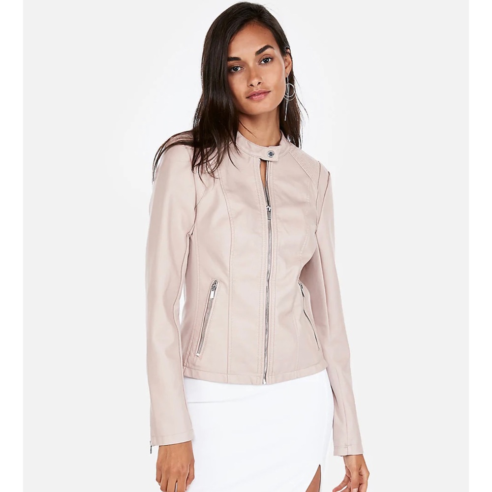 Express Pale Pink (Minus the ) Leather Double Peplum Jacket